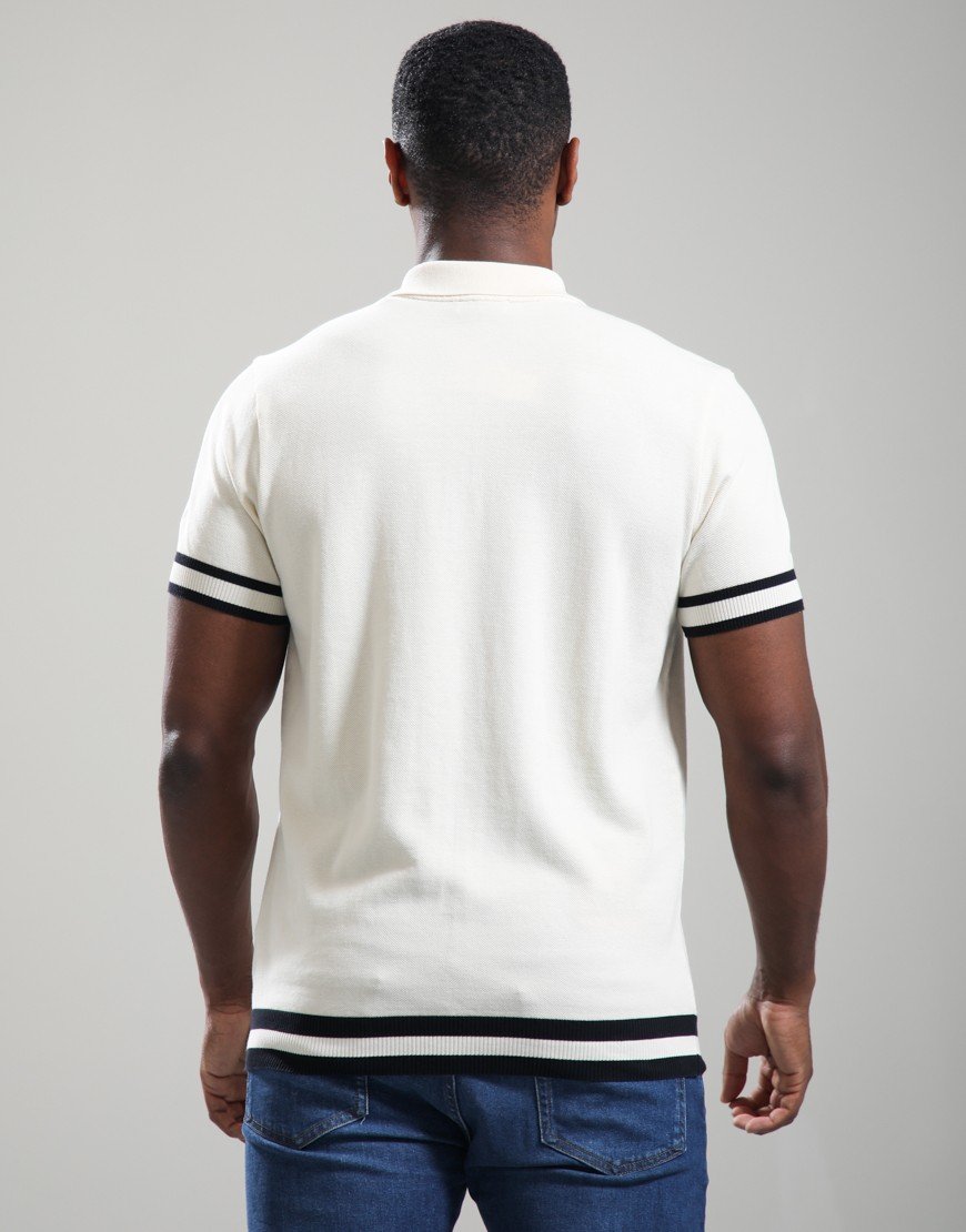 Sandbanks Stripe Hem Polo Shirt Ecru