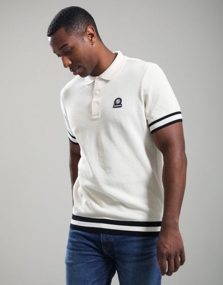 Sandbanks Stripe Hem Polo Shirt Ecru