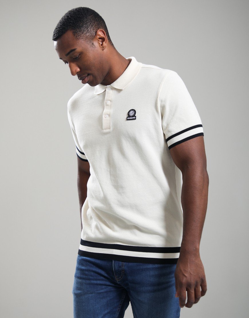 Sandbanks Stripe Hem Polo Shirt Ecru