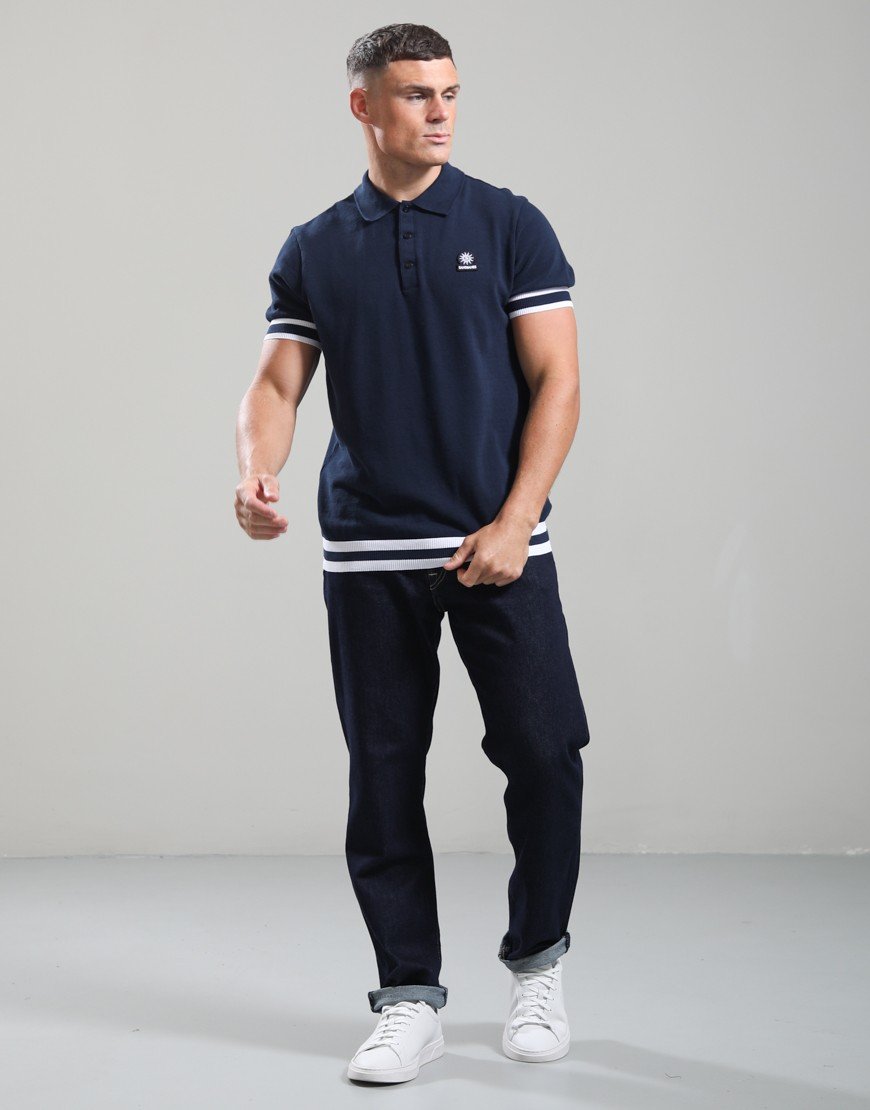 Sandbanks Stripe Hem Polo Shirt Navy