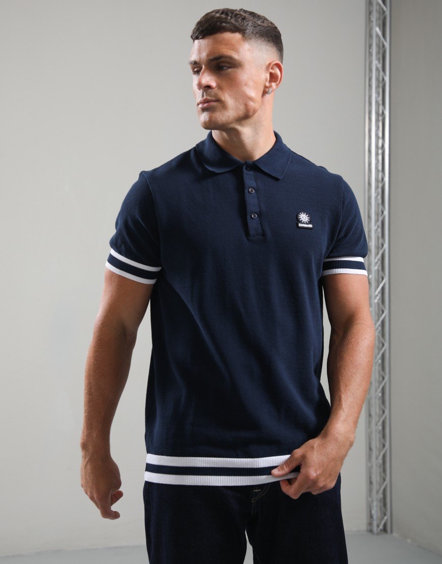 Sandbanks Stripe Hem Polo Shirt Navy