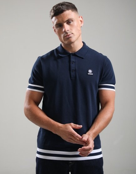 Sandbanks Stripe Hem Polo Shirt Navy