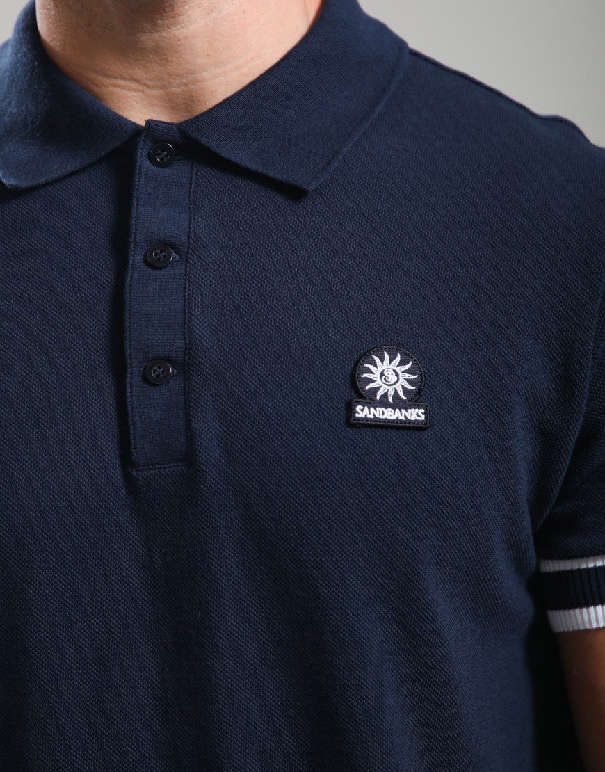 Sandbanks Stripe Hem Polo Shirt Navy