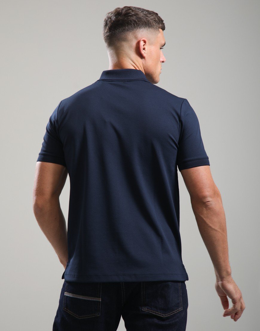 Sandbanks Tri-Colour Zip Polo Shirt Navy