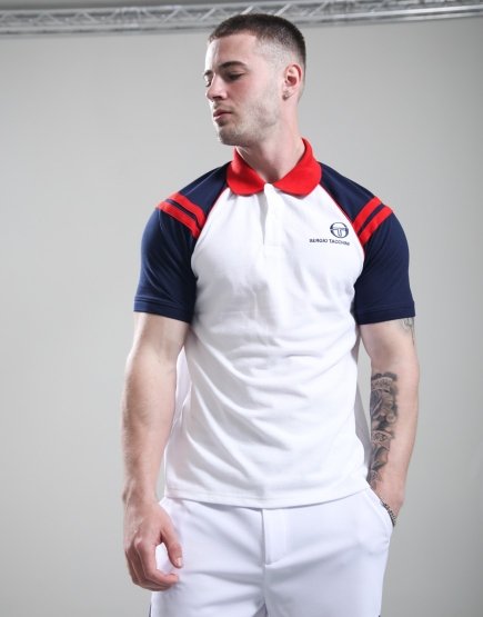Sergio Tacchini Cortona Polo Shirt White/Maritime Blue