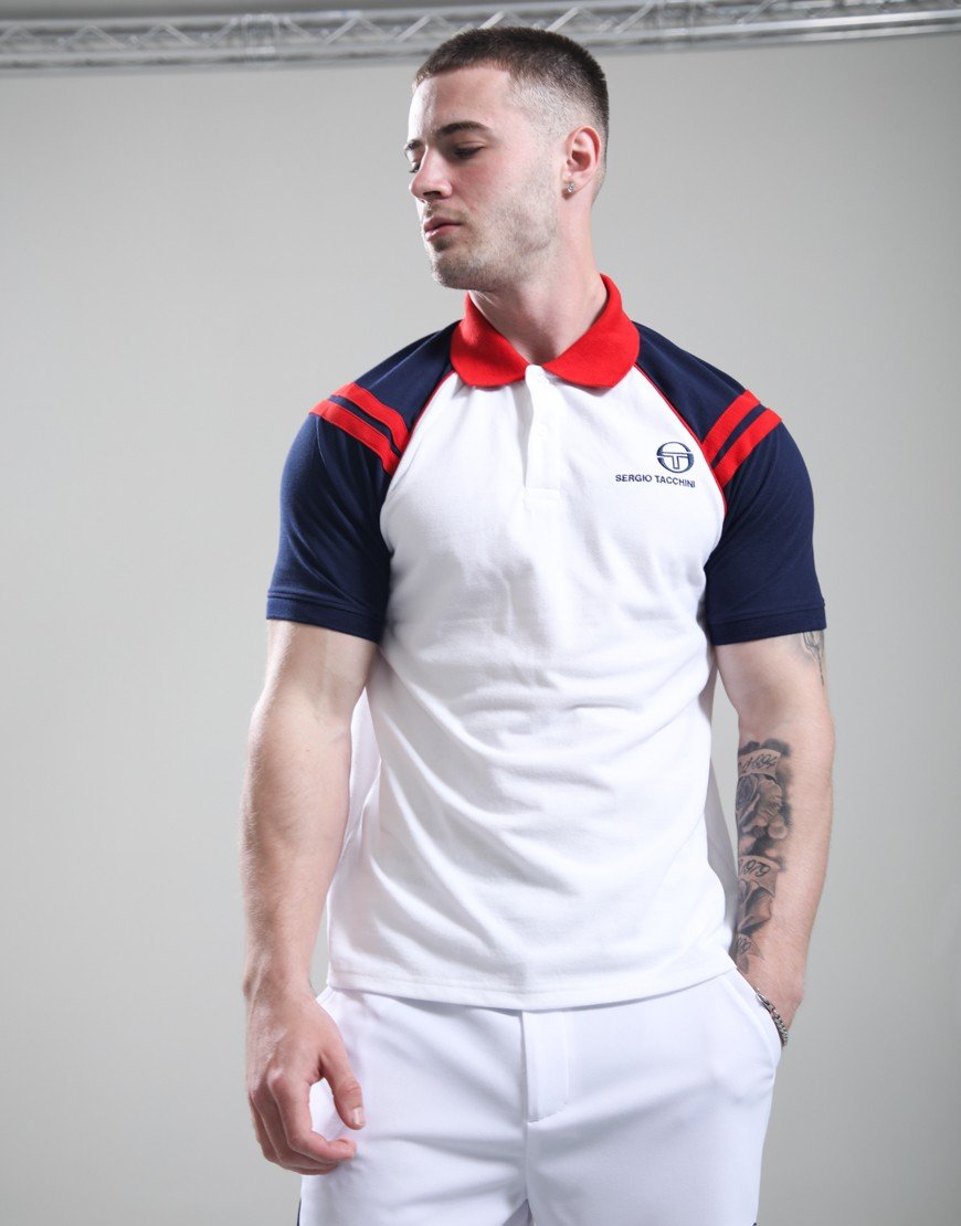 Sergio Tacchini Cortona Polo Shirt White/Maritime Blue
