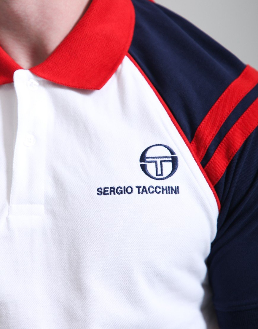 Sergio Tacchini Cortona Polo Shirt White/Maritime Blue