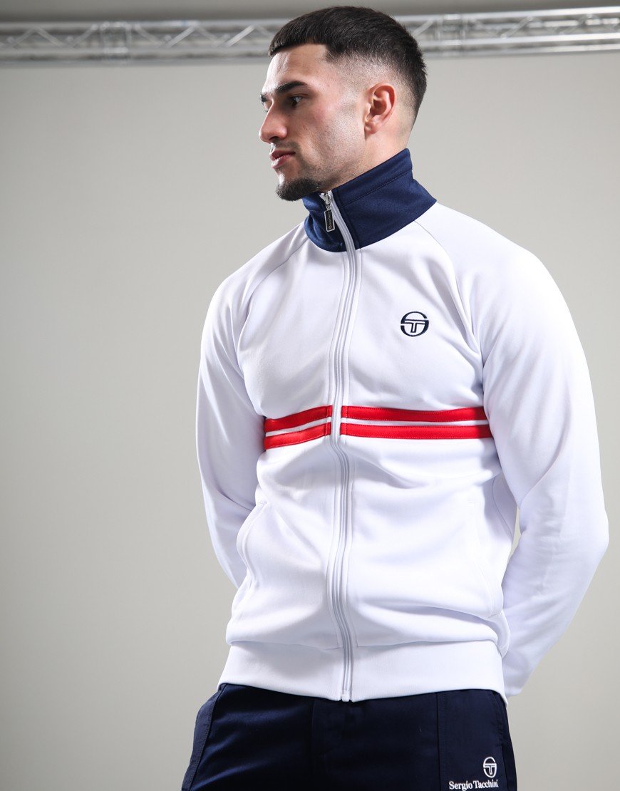 Sergio Tacchini Dallas Track Top White/Maritime Blue/Adrenaline Rush