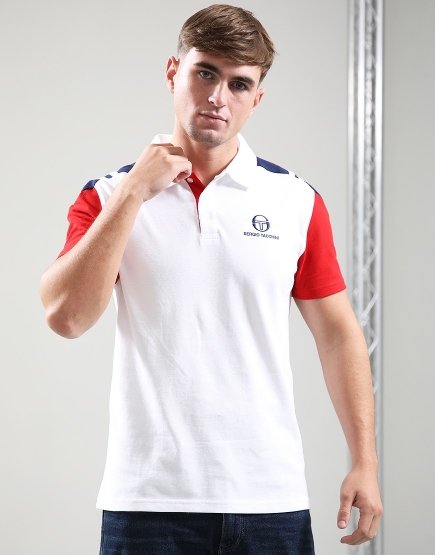 Sergio Tacchini Drive Polo Shirt White/Adrenaline Rush