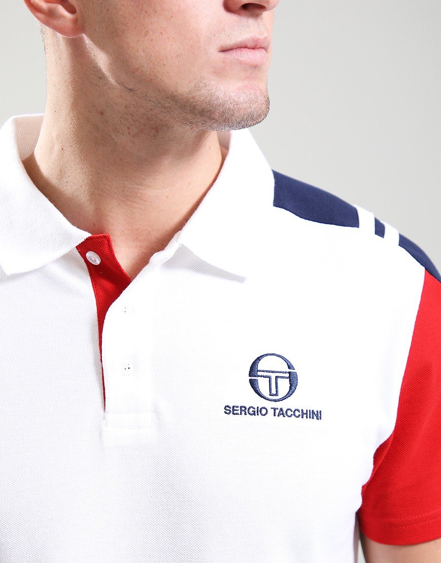 Sergio Tacchini Drive Polo Shirt White/Adrenaline Rush