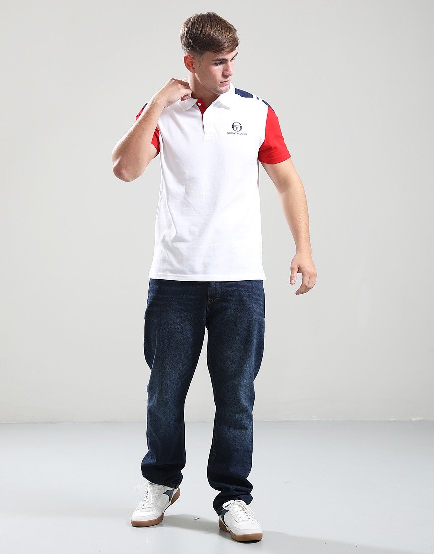 Sergio Tacchini Drive Polo Shirt White/Adrenaline Rush