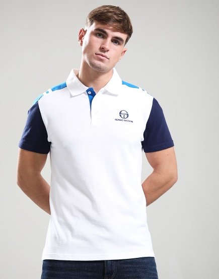 Sergio Tacchini Drive Polo Shirt White/Maritime Blue