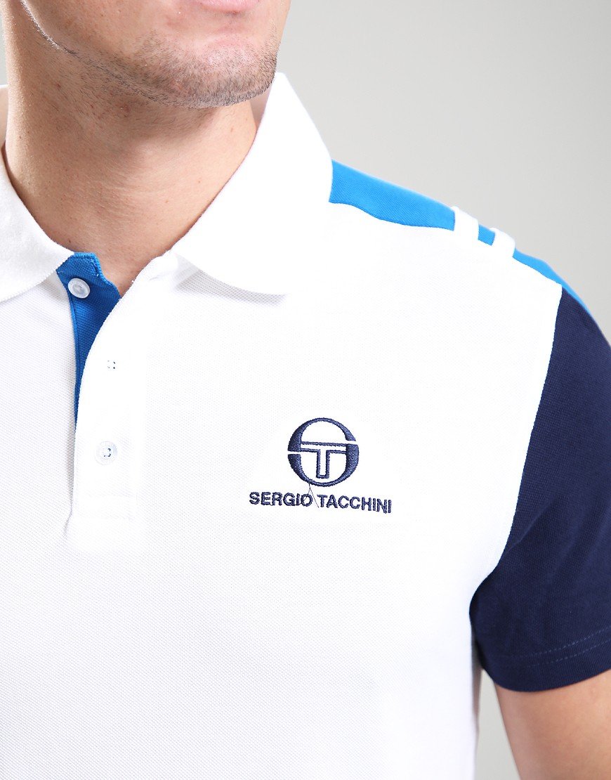 Sergio Tacchini Drive Polo Shirt White/Maritime Blue