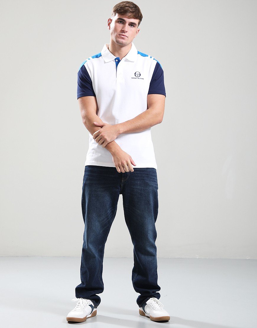 Sergio Tacchini Drive Polo Shirt White/Maritime Blue