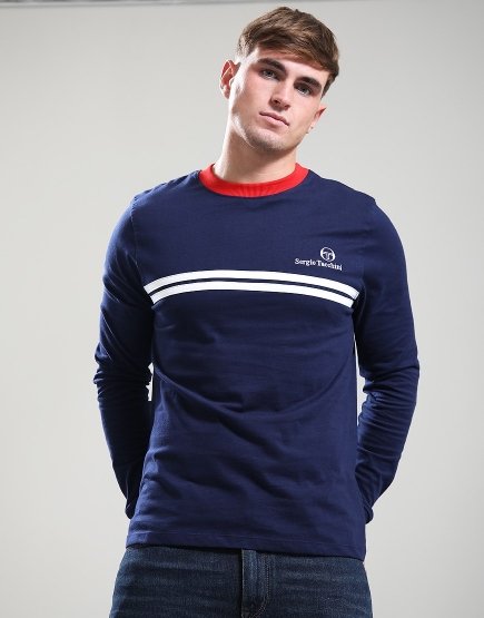 Sergio Tacchini Long Sleeve Supermac T-Shirt Blue/White/Adrenaline Rush