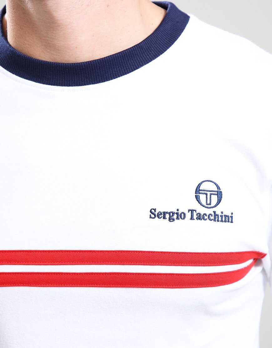 Sergio Tacchini Long Sleeve Supermac T-Shirt White/Blue/Adrenaline Rush