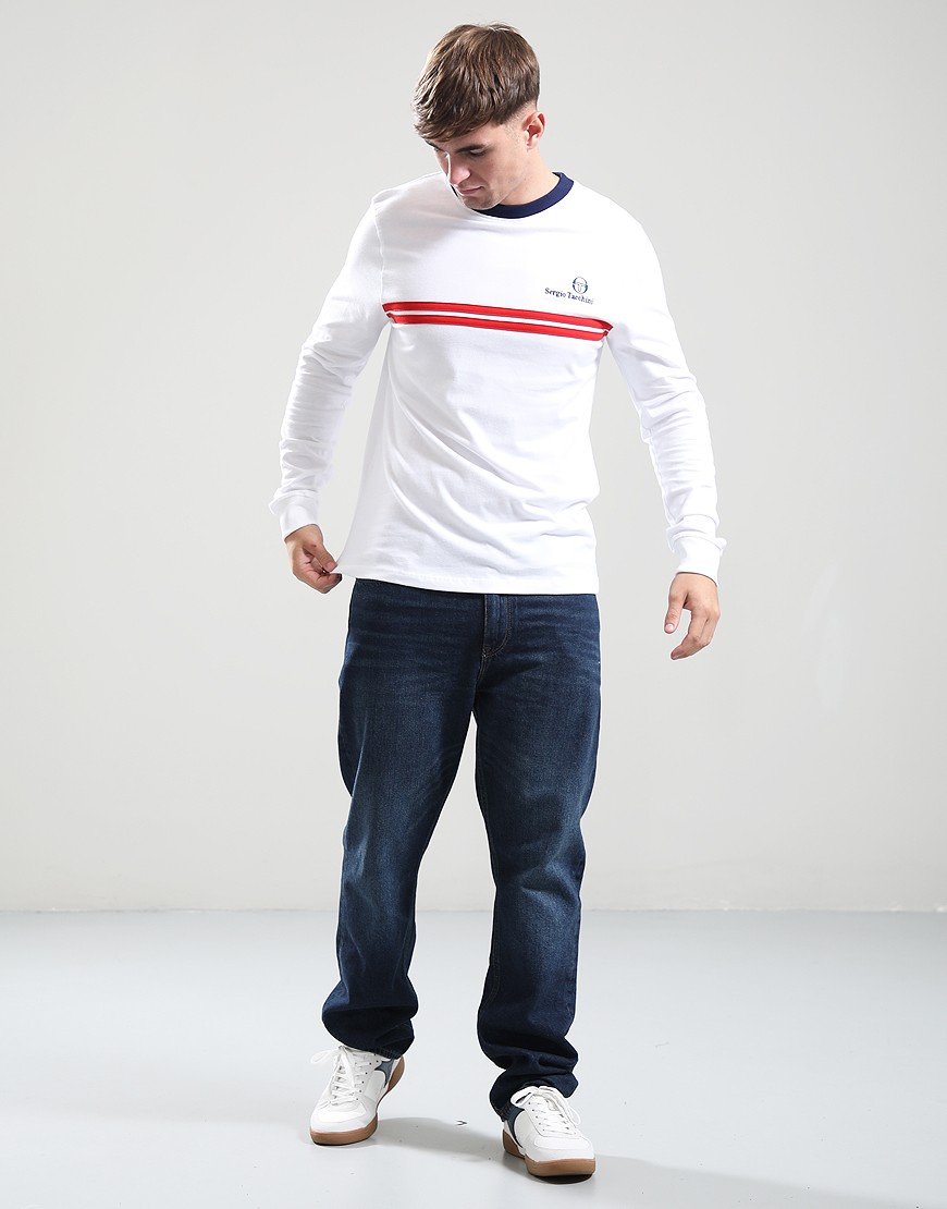 Sergio Tacchini Long Sleeve Supermac T-Shirt White/Blue/Adrenaline Rush