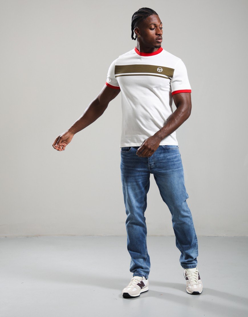 Sergio Tacchini Master T-Shirt Gardenia/Dark Olive/Adrenaline