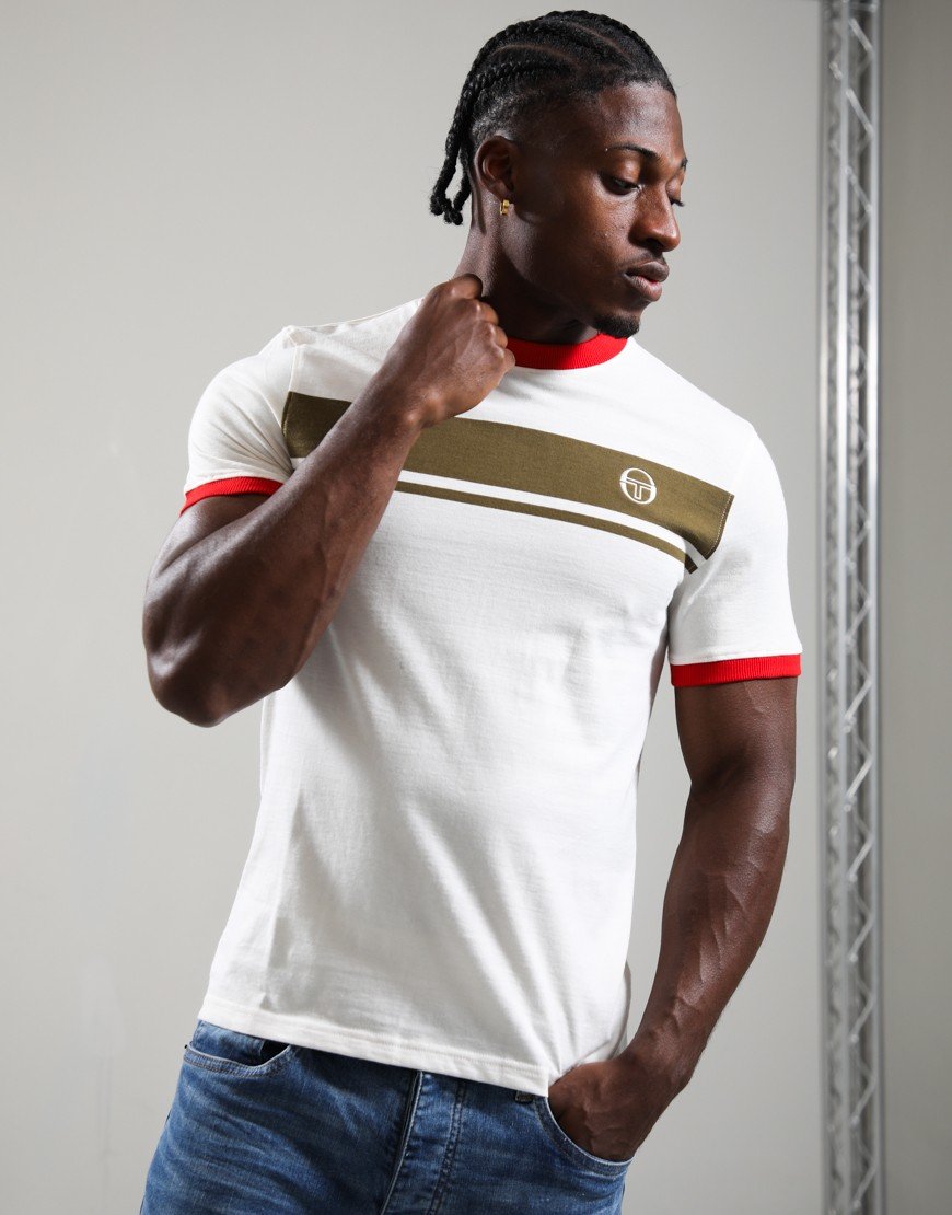 Sergio Tacchini Master T-Shirt Gardenia/Dark Olive/Adrenaline