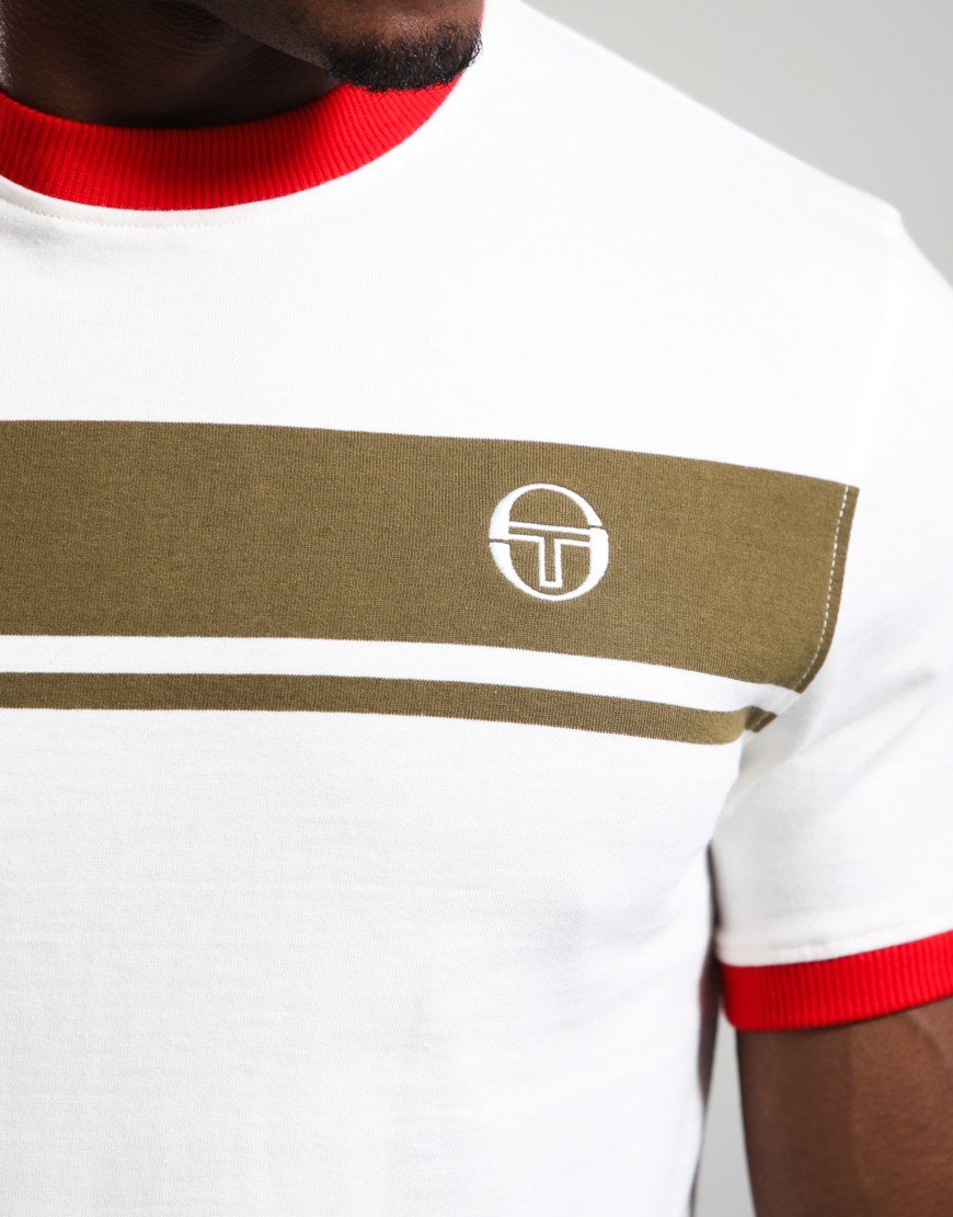 Sergio Tacchini Master T-Shirt Gardenia/Dark Olive/Adrenaline
