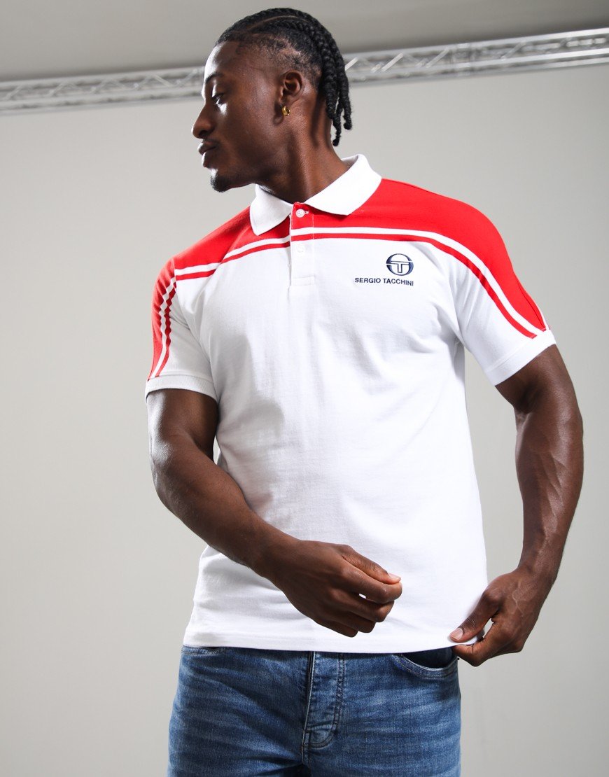 Sergio Tacchini N-Y Line Polo Shirt White/Adrenaline Rush