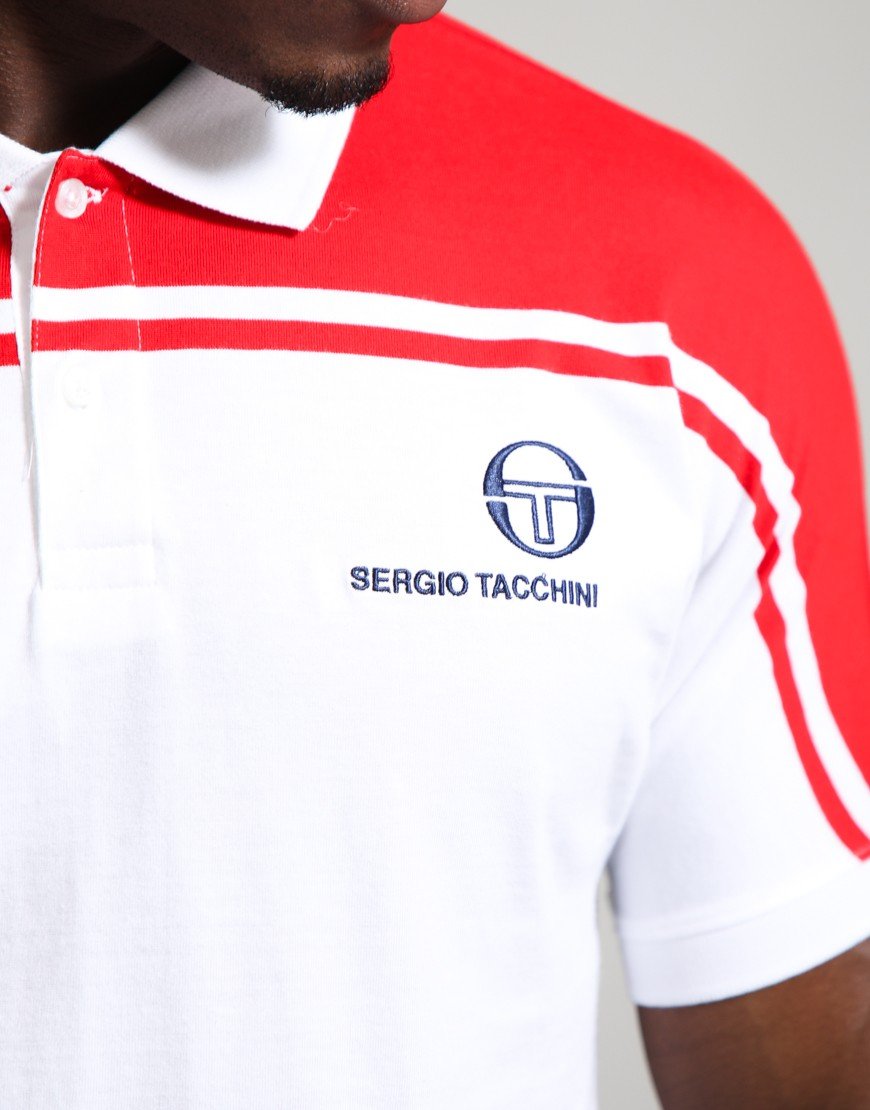 Sergio Tacchini N-Y Line Polo Shirt White/Adrenaline Rush