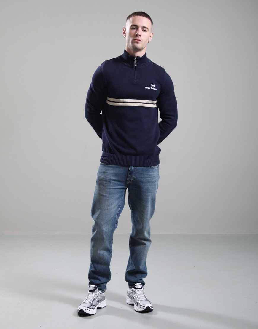 Sergio Tacchini New Dallas Half Zip Knit Maritime Blue/Peyote