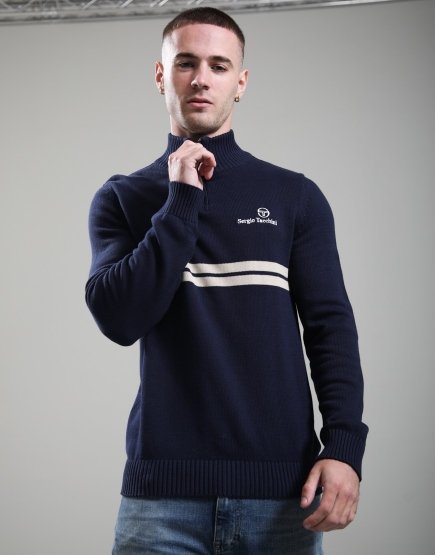 Sergio Tacchini New Dallas Half Zip Knit Maritime Blue/Peyote