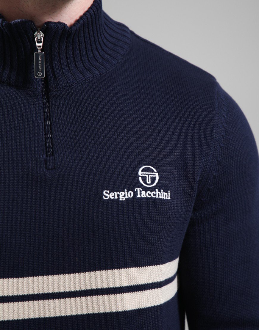 Sergio Tacchini New Dallas Half Zip Knit Maritime Blue/Peyote