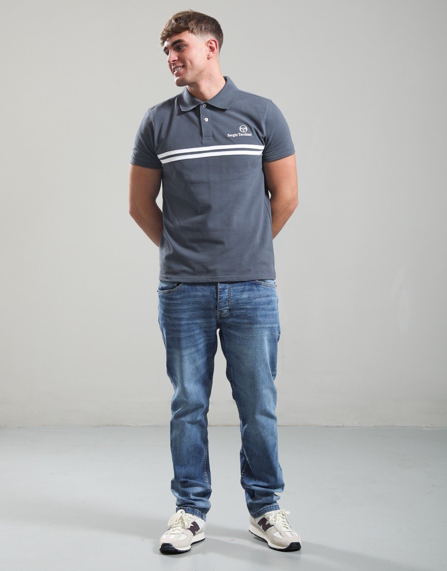 Sergio Tacchini New Supermac Polo Shirt Turbulence/White