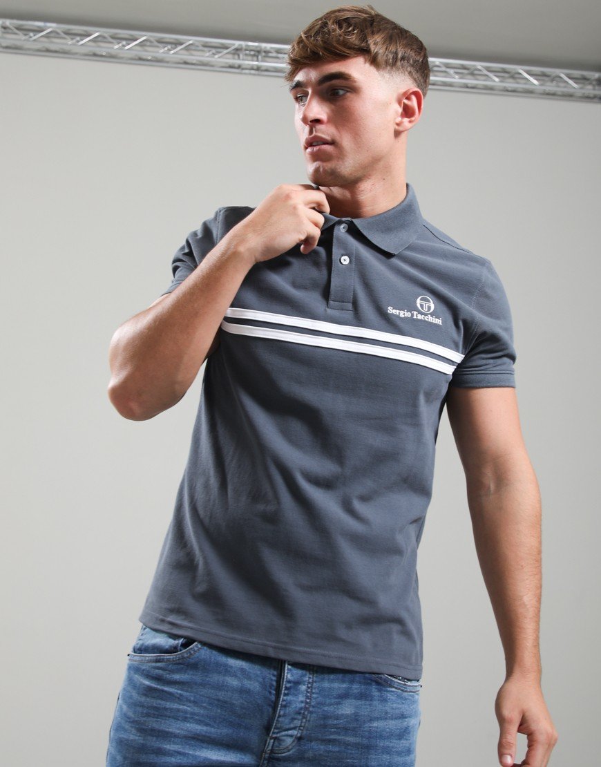 Sergio Tacchini New Supermac Polo Shirt Turbulence/White