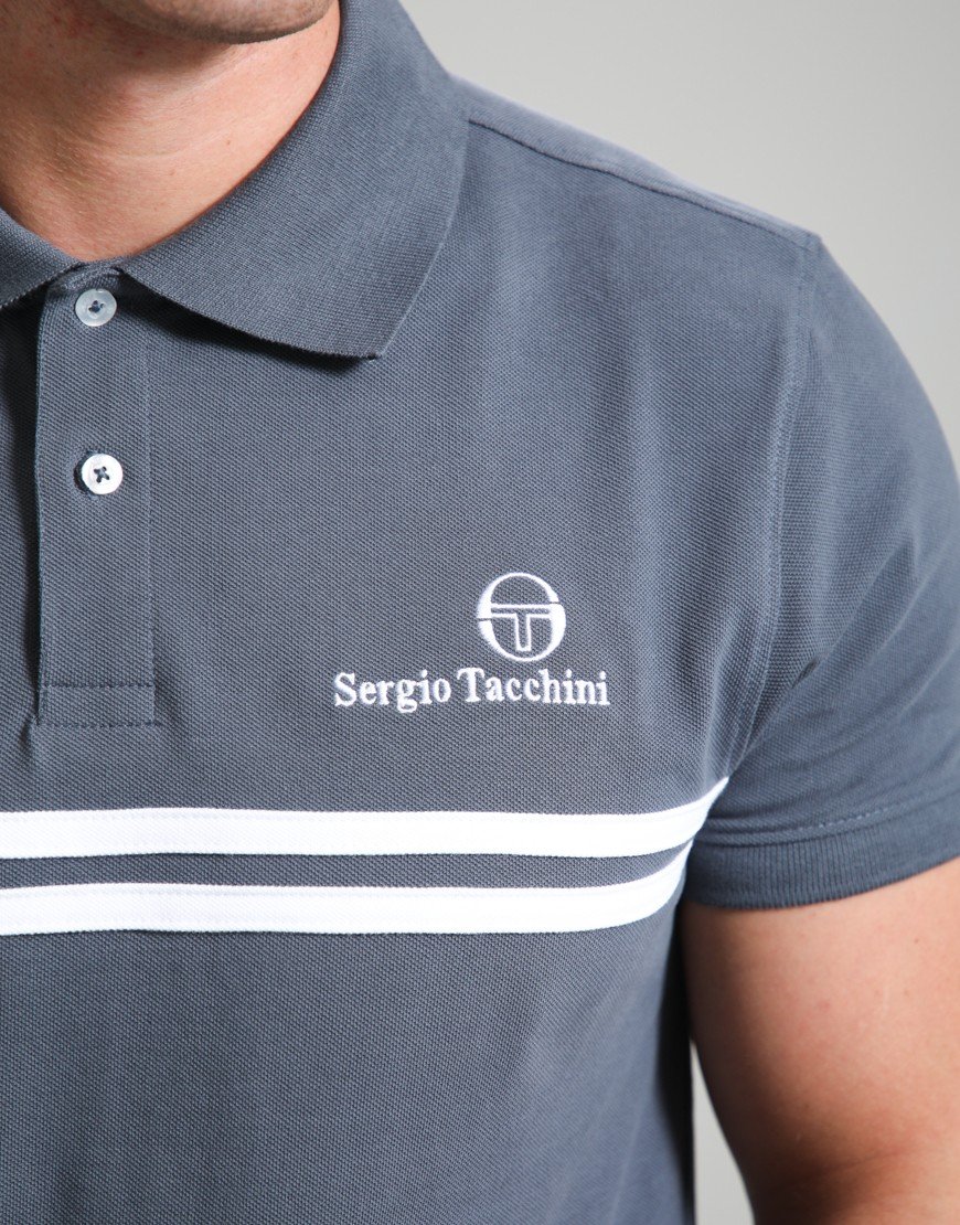 Sergio Tacchini New Supermac Polo Shirt Turbulence/White