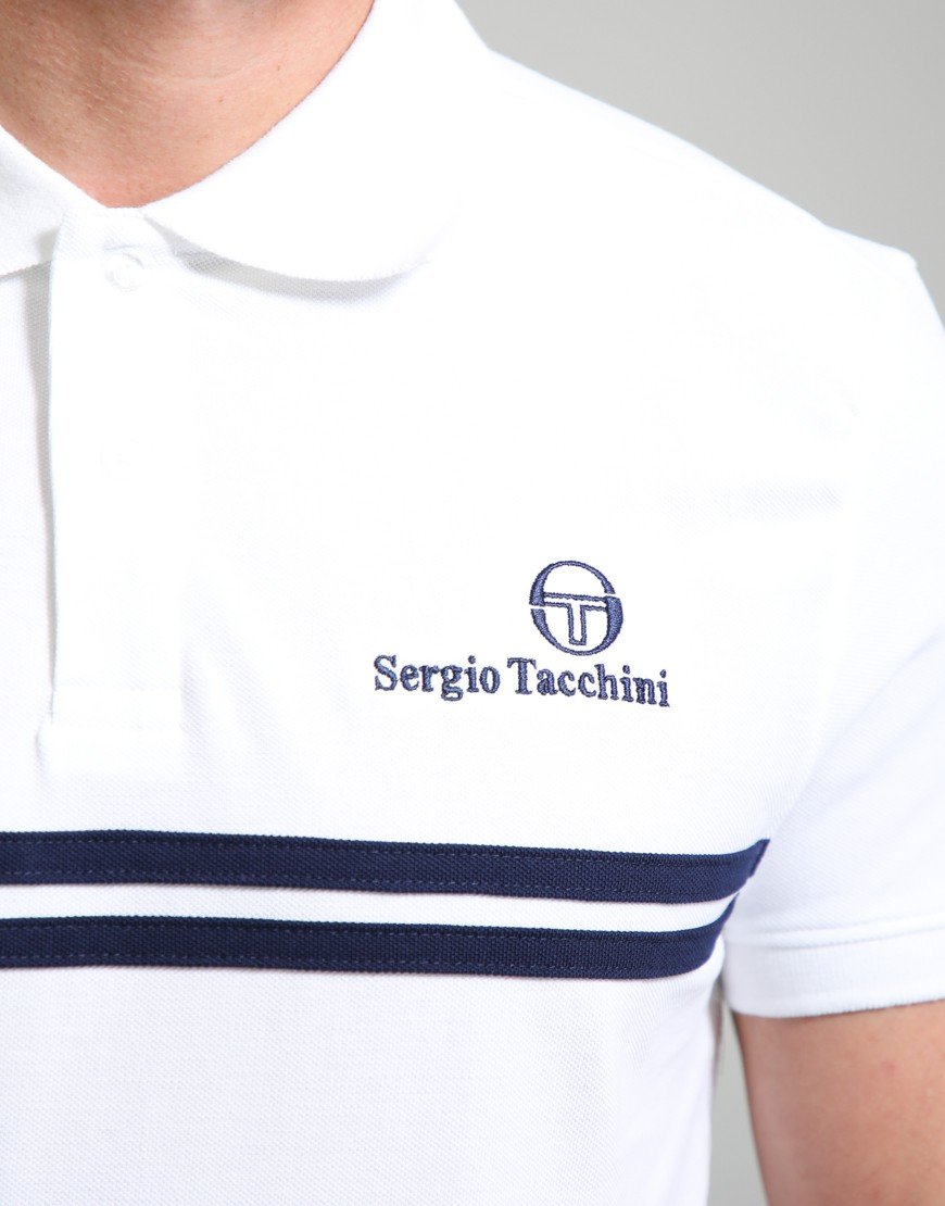 Sergio Tacchini New Supermac Polo Shirt White/Maritime Blue/Princess Blue