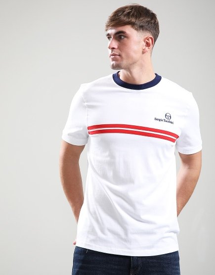 Sergio Tacchini New Supermac T-Shirt White/Blue/Adrenaline Rush