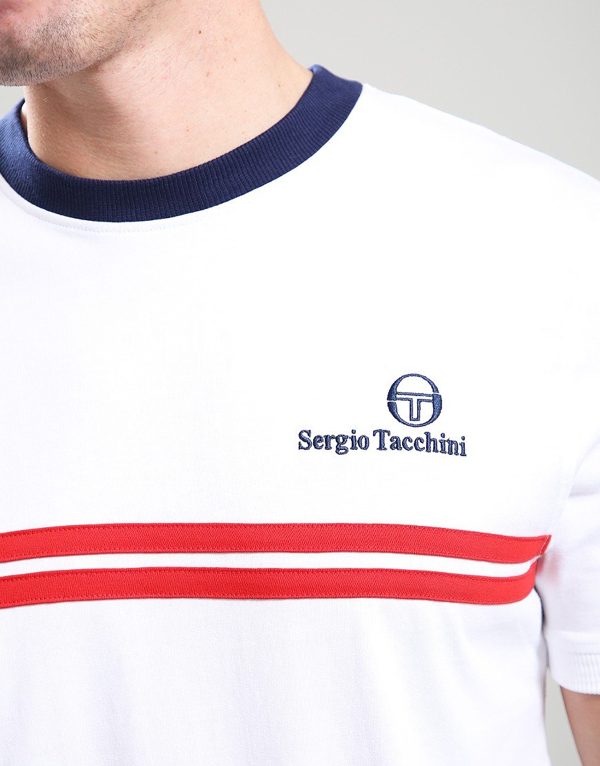 Sergio Tacchini New Supermac T-Shirt White/Blue/Adrenaline Rush
