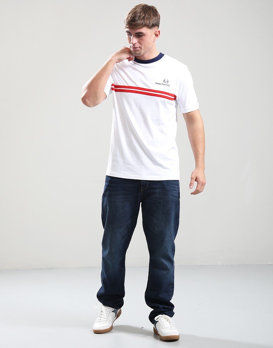 Sergio Tacchini New Supermac T-Shirt White/Blue/Adrenaline Rush