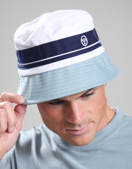Sergio Tacchini Newsford Bucket Hat White/Maritime/Lead
