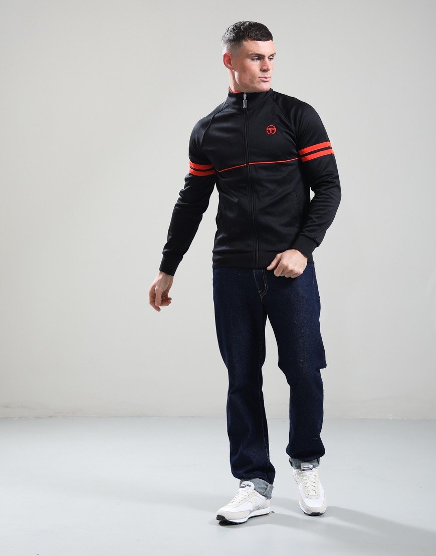 Sergio Tacchini Orion Track Top Black/Tangerine Tango