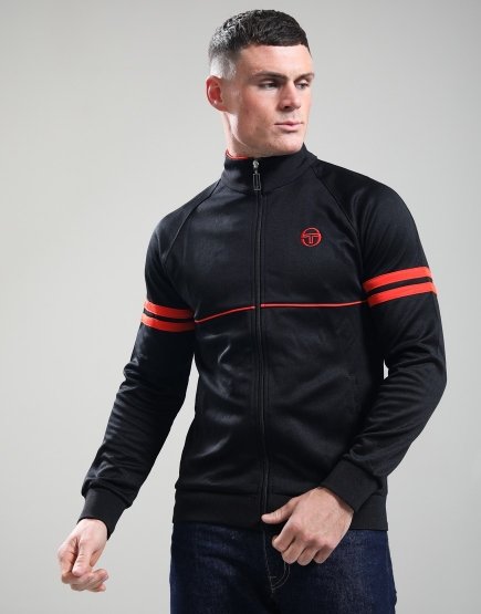 Sergio Tacchini Orion Track Top Black/Tangerine Tango