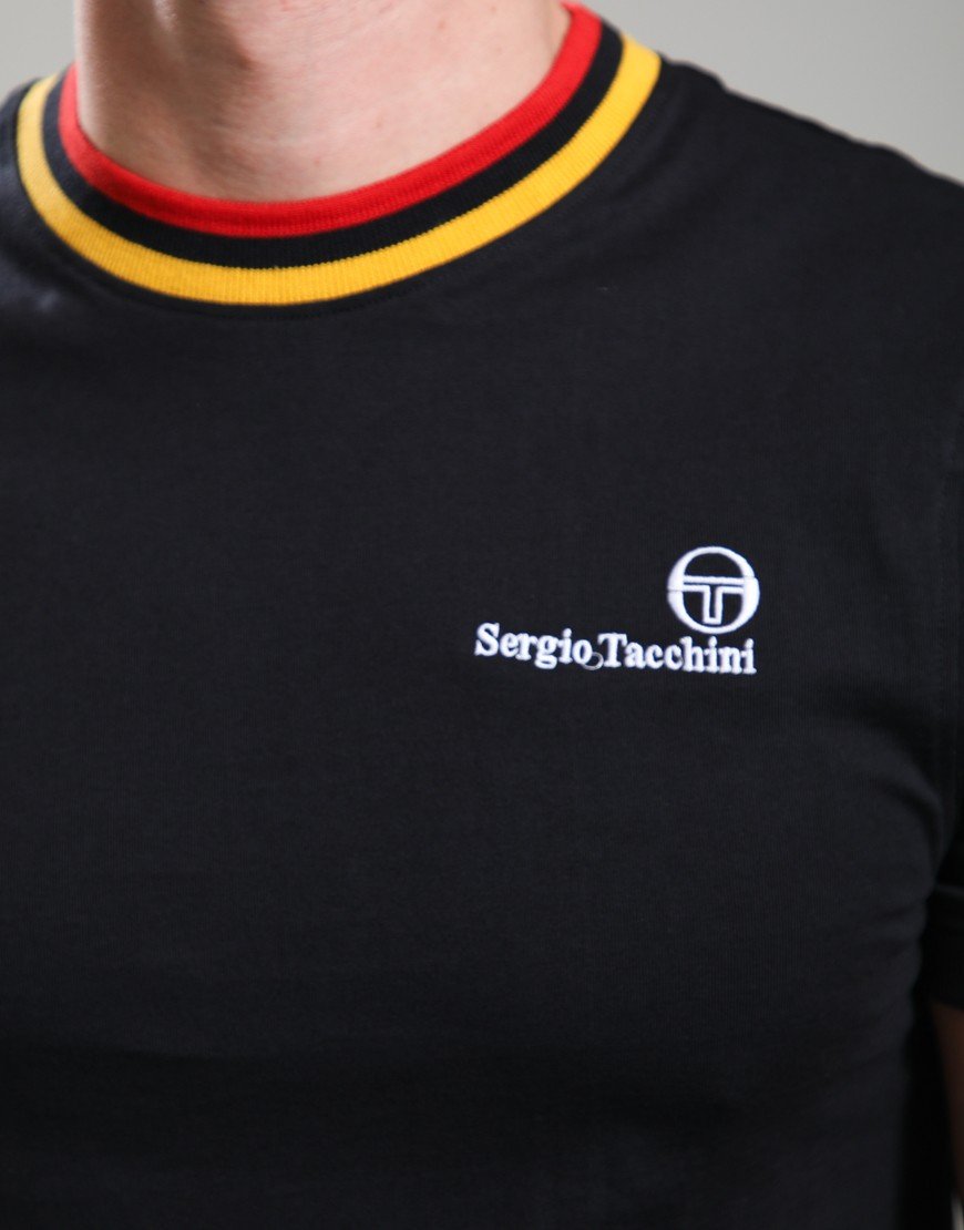 Sergio Tacchini Rainer T-Shirt Black/Old Gold/Adrenaline