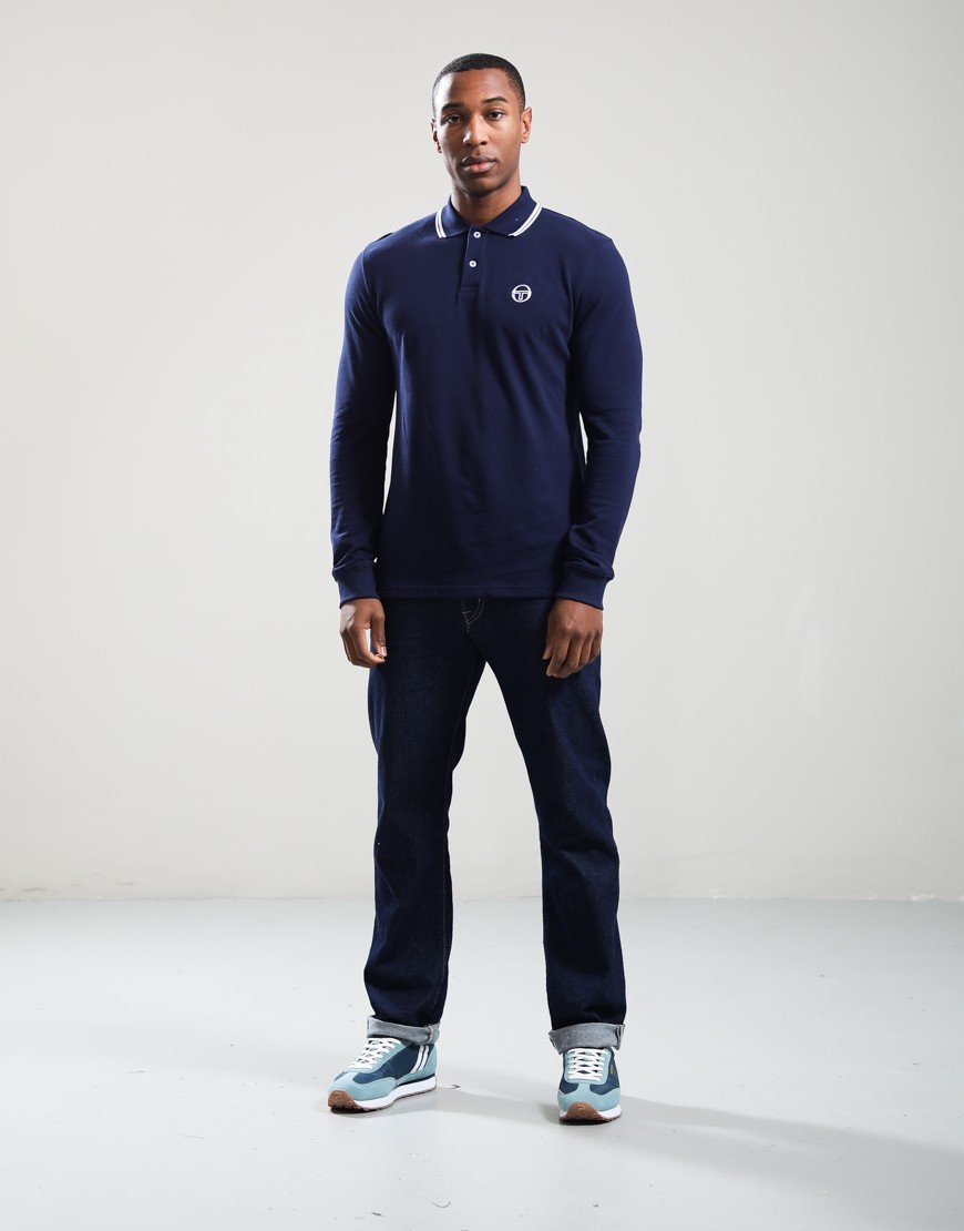Sergio Tacchini Sergio 020 Long Sleeve Polo Shirt Maritime Blue/White