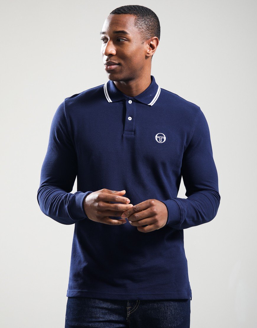 Sergio Tacchini Sergio 020 Long Sleeve Polo Shirt Maritime Blue/White