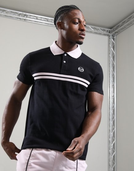 Sergio Tacchini Supermac Polo Shirt Black/Light Lilac/White
