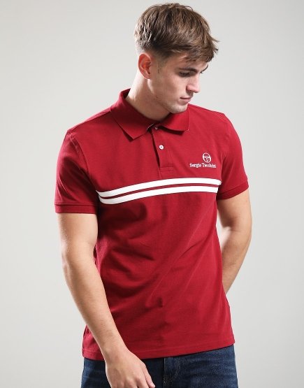 Sergio Tacchini Supermac Polo Shirt Rhubarb/Gardenia/Blue