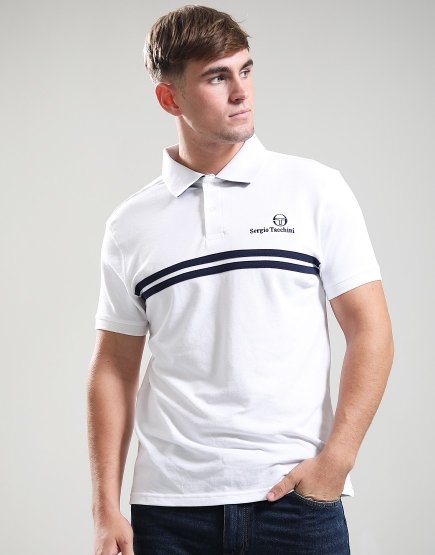 Sergio Tacchini Supermac Polo Shirt White/Maritime Blue