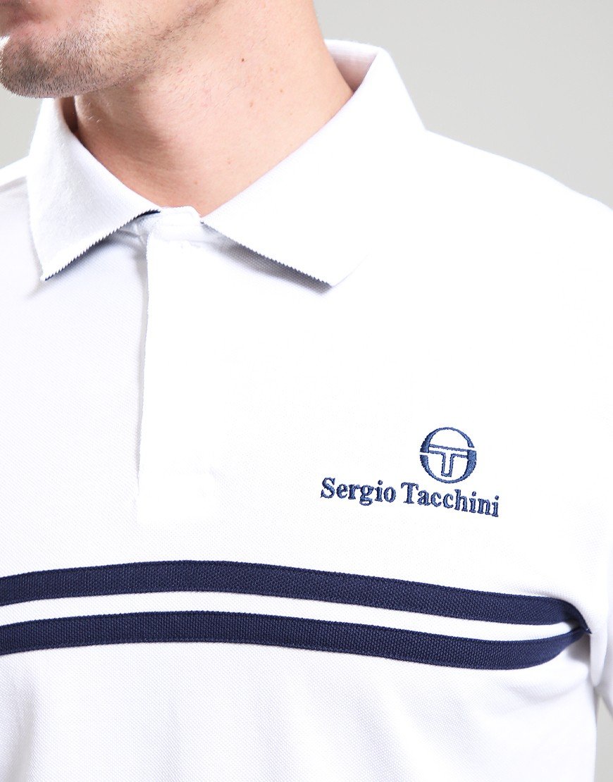 Sergio Tacchini Supermac Polo Shirt White/Maritime Blue