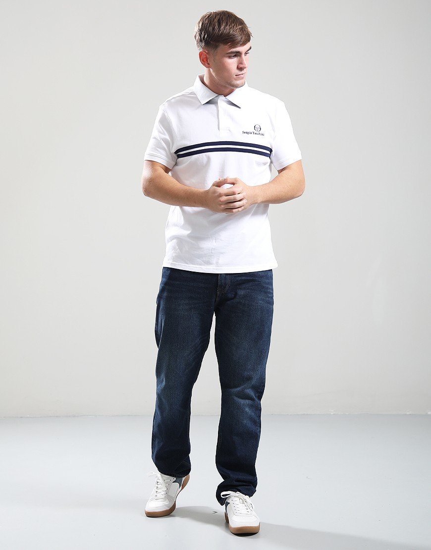 Sergio Tacchini Supermac Polo Shirt White/Maritime Blue