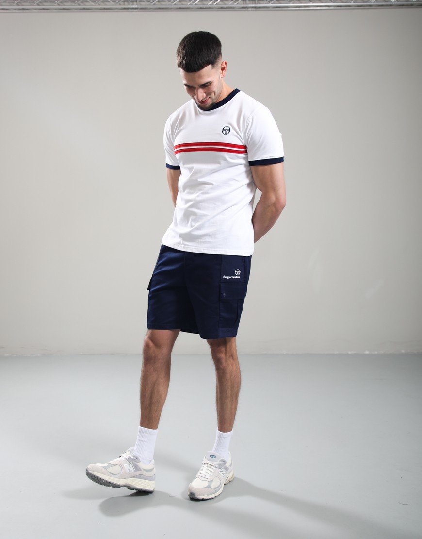Sergio Tacchini Supermac T-Shirt White/Maritime Blue/Adrenaline Rush