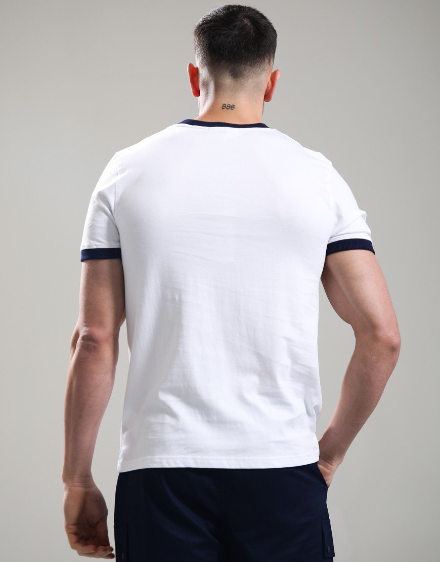 Sergio Tacchini Supermac T-Shirt White/Maritime Blue/Adrenaline Rush