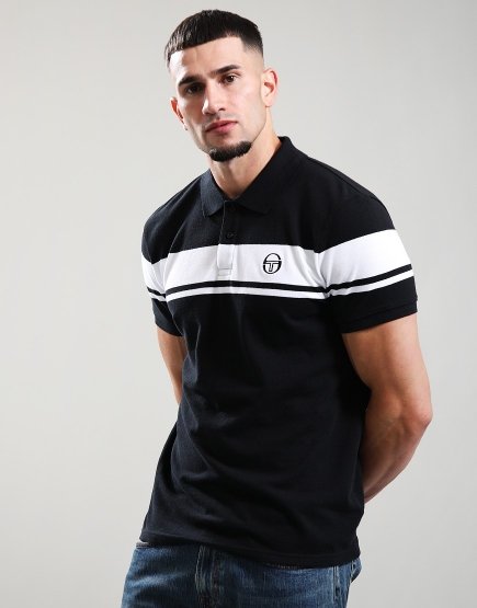 Sergio Tacchini Young Line Polo Shirt Black/White Sergio Tacchini Young Line Polo Shirt Black/White